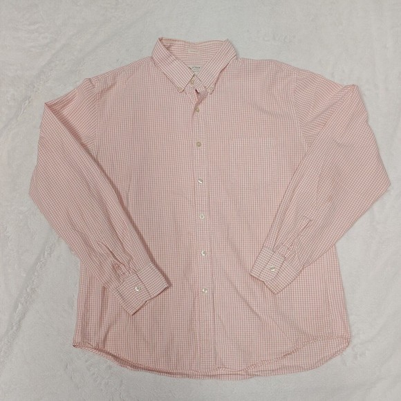 J Crew Shirt Men's Size XL Orange White Plaid Button Down Long Sleeve Casual - Picture 1 of 12